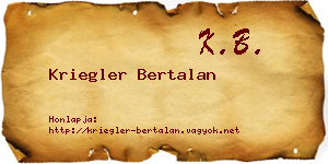 Kriegler Bertalan névjegykártya
