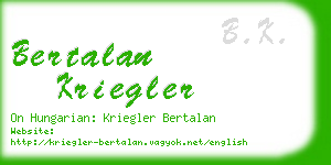 bertalan kriegler business card